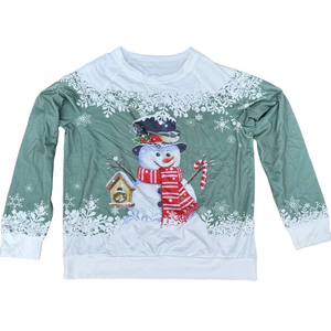 Christmas Green Snowman Holiday Sweater